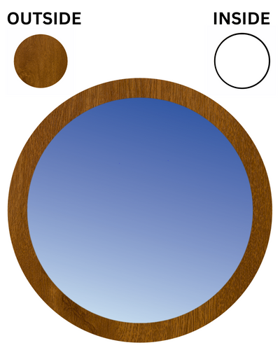 ROBLE DORADO SOBRE BLANCO Ventana circular fija con orificio de puerto de UPVC