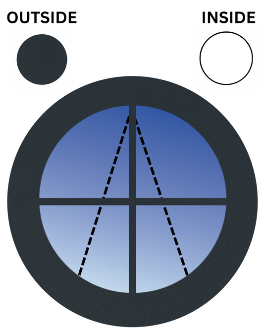GRIS ANTRACITA SOBRE BLANCO Ventana circular con orificio de puerto de UPVC con apertura superior suspendida